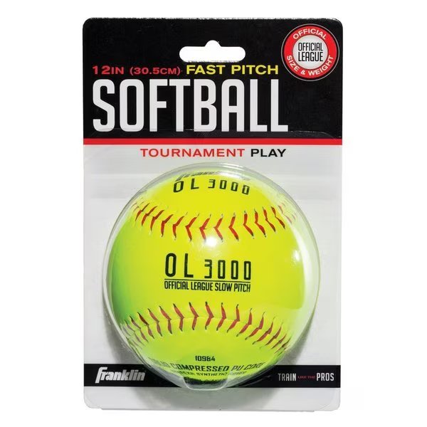 Franklin Fast Pitch Yellow Synthetic Softballs 12 in. 1 pk, Franklin Sports, Mfr#: 10984
